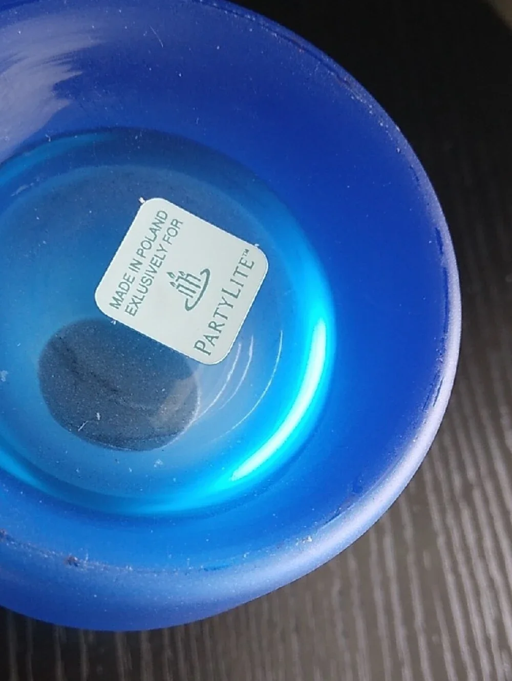 PartyLite Ocean Blue Frosted Glass Cylinder Votive Holder
